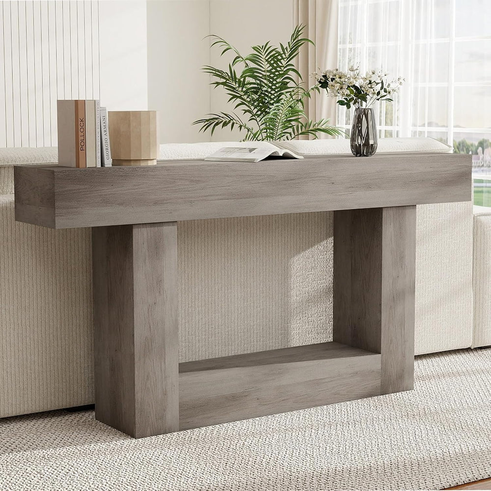 Spaco 63'' Long Console Table,2 Tier Farmhouse Entryway Table Sofa Ta...