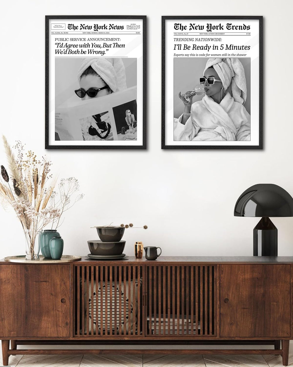 EcoHest 16x20 in I'll Be Ready in 5 Minutes Framed Bathroom Wall Art