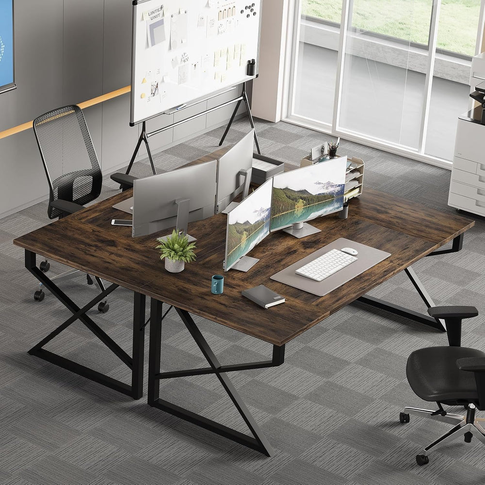 71 Inch Executive Desk, Heavy Duty Computer Office Desk, Brown