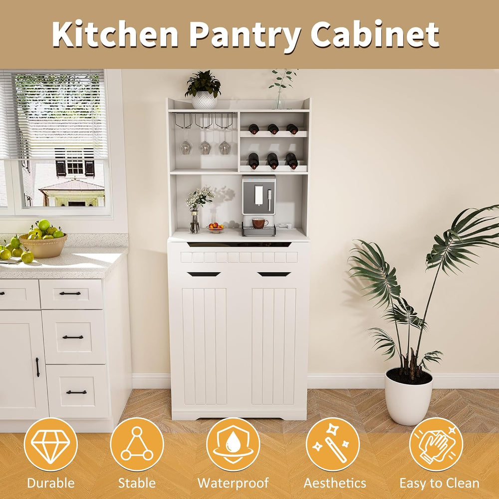 HRVEOCEI 71" Pantry Cabinets for Kitchen Storage, White Farmhouse Kitche...