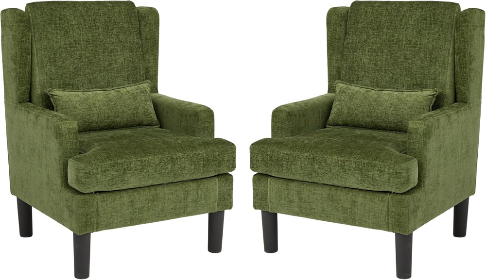 Garvee Wingback Accent Chair Set of 2, Mid-Century Chenille Reading Chair | H...