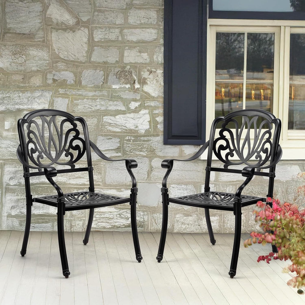 VINGLI Patio Chairs Set of 4 - Stackable Outdoor Cast Aluminum Dining Chairs ...