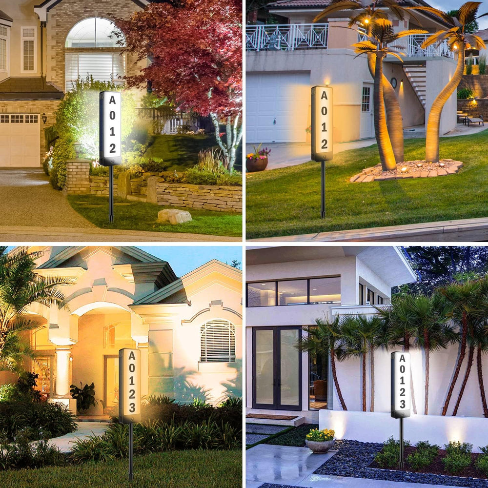 T-SUN Solar Address Signs for Yard Vertical LED House Numbers for Outside
