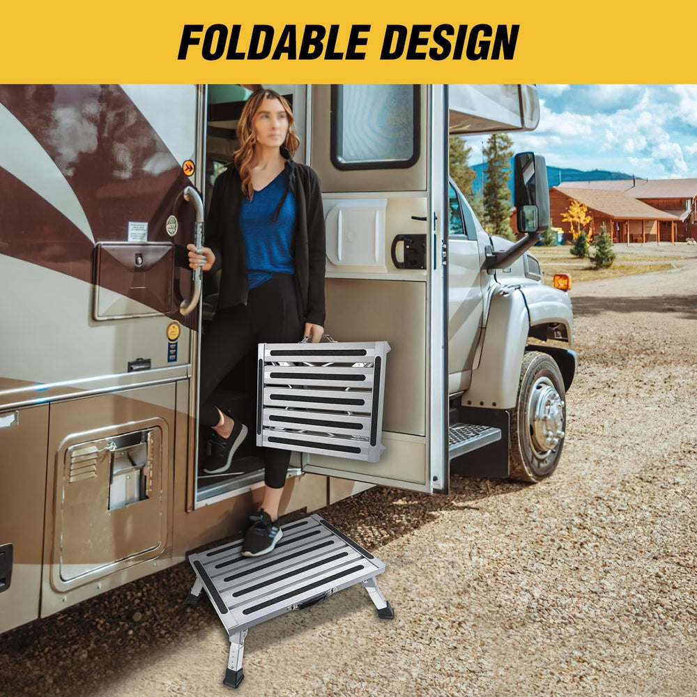 Nilight RV Step Stool Aluminum Folding Platform Steps 19x14.5 4 Level