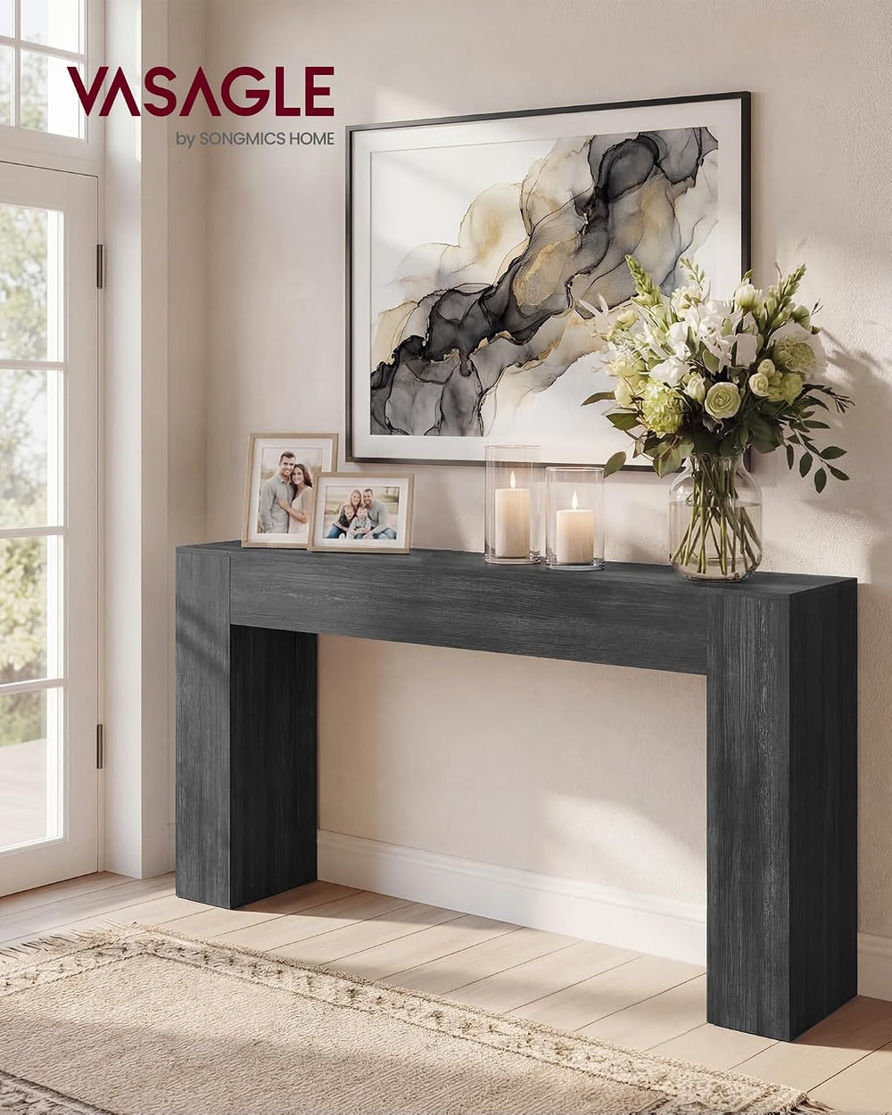 VASAGLE 63 Inches Entryway Table, Thick Tabletop Console Table, Farmhouse
