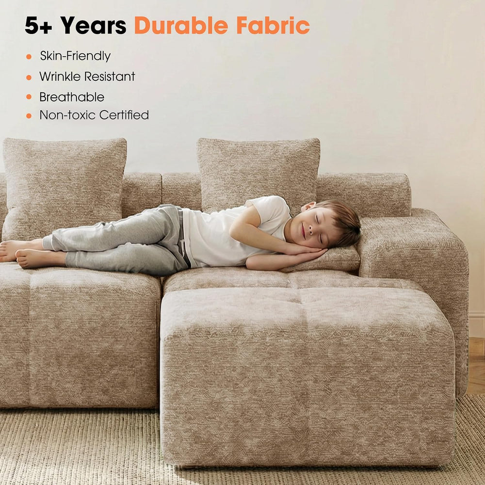 84" Modular Loveseat Couch, 60" Deep Seat Boneless Sofa with Ottoman
