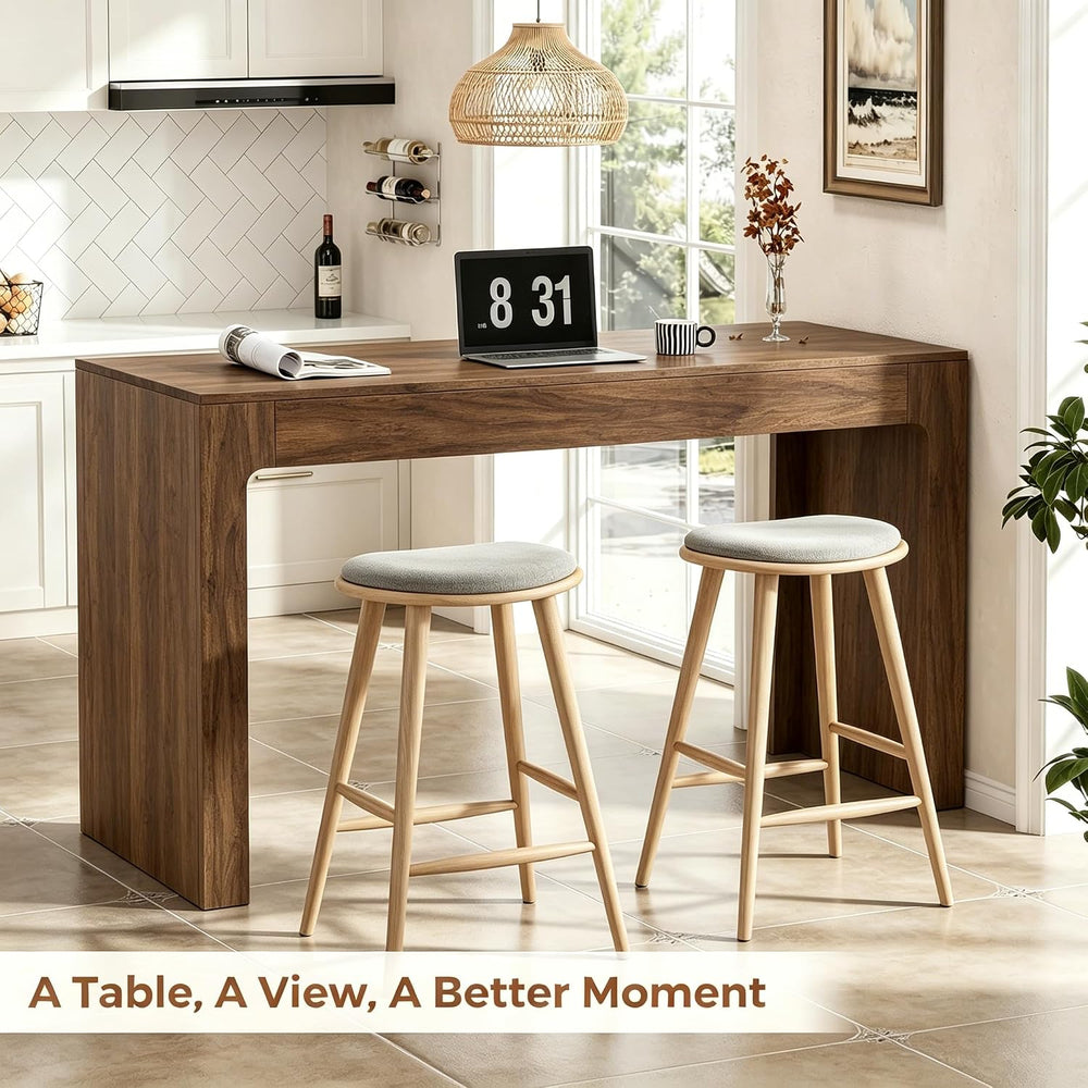 Miereirl 55” Bar Table,Modern Counter Height Pub Table, Long Bar Dining Table...