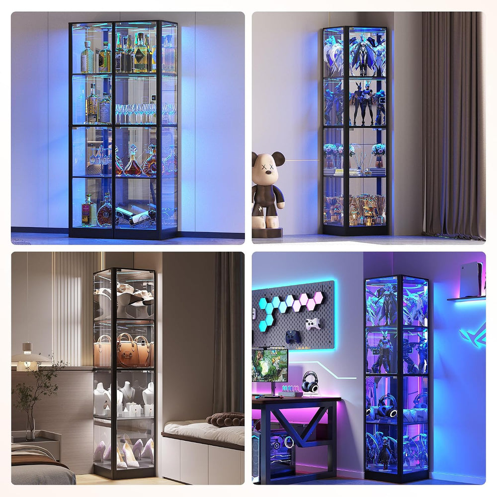 Dystler Corner Display Cabinet with Glass Doors & LED Lights