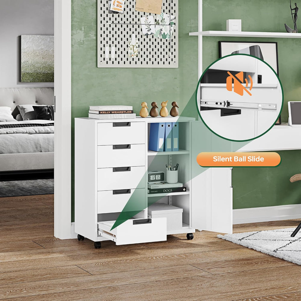 Letaya 5 Drawer Storage Cabinet, Mobile Printer Stand for Home Office,Dresser...