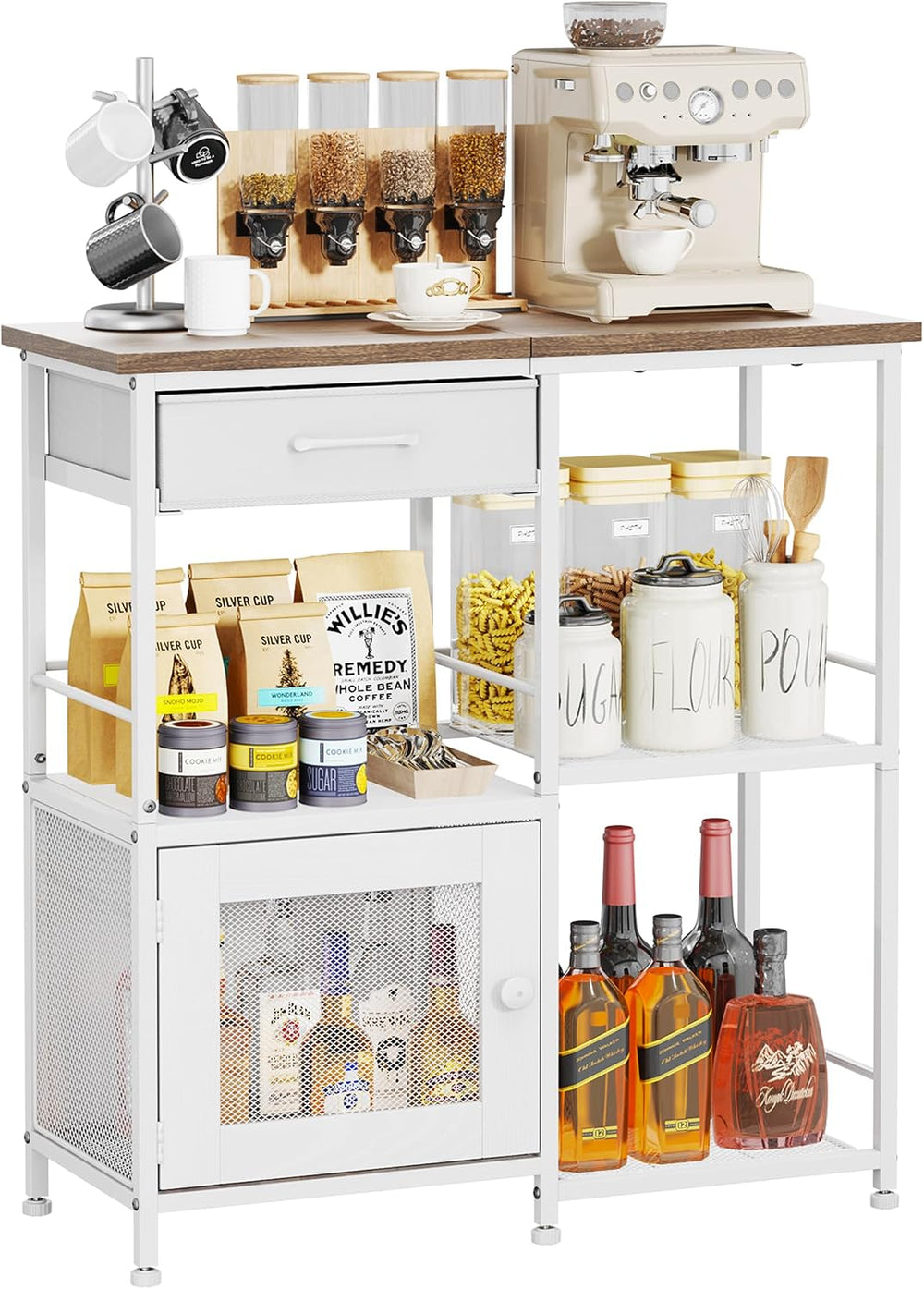 SWTYMIKI Coffee Bar Cabinet for Home - Farmhouse Coffee Stand Station Multi-P...