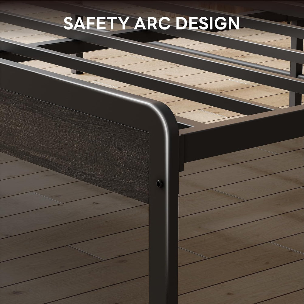 LIKIMIO California King Bed Frames with 2-Tier Storage Shelf Headboard
