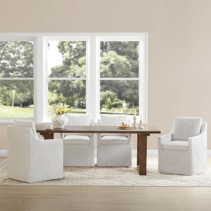 Upholstered Dining Chairs Set of 2, Washable Cover Modren Deskchair with 4 Ca...