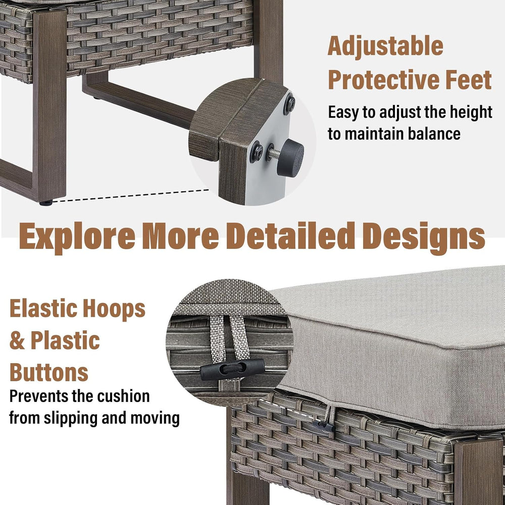 HUMMUH Patio Ottomans Outdoor Foot Rest-All Weather Rattan Outdoor Footstool ...