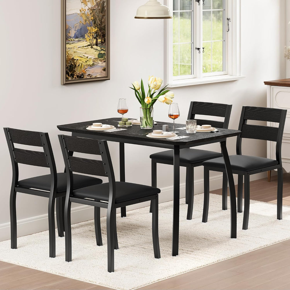 IDEALHOUSE Dining Table Set for 4 Modern Kitchen Table and Chairs Set with Ch...