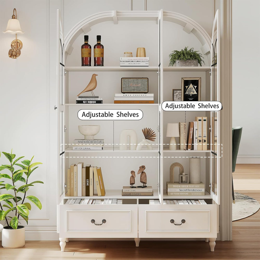 70.8'' Tall Arched Kitchen Pantry Cabinet, Large Farmhouse Storage Ca...
