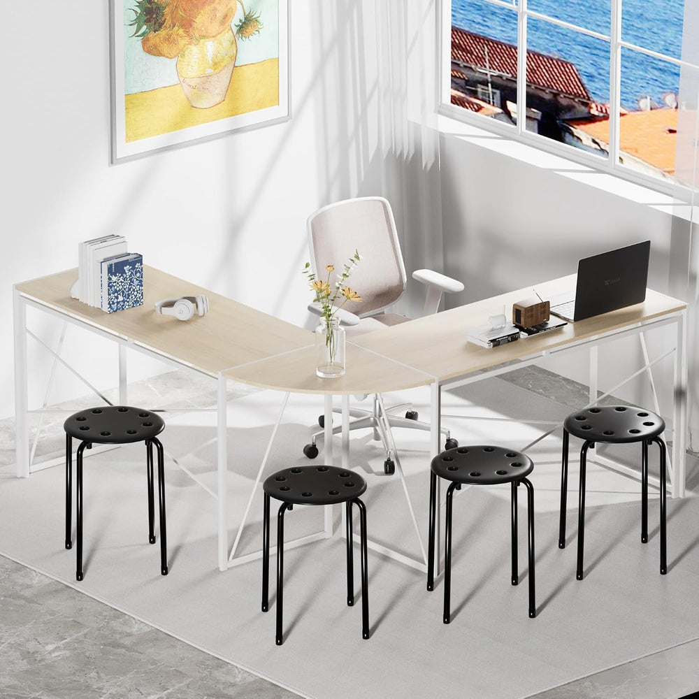 VECELO 6-Piece Stacking Stools, 17.7 Inch Standard Height, Portable Stackable...
