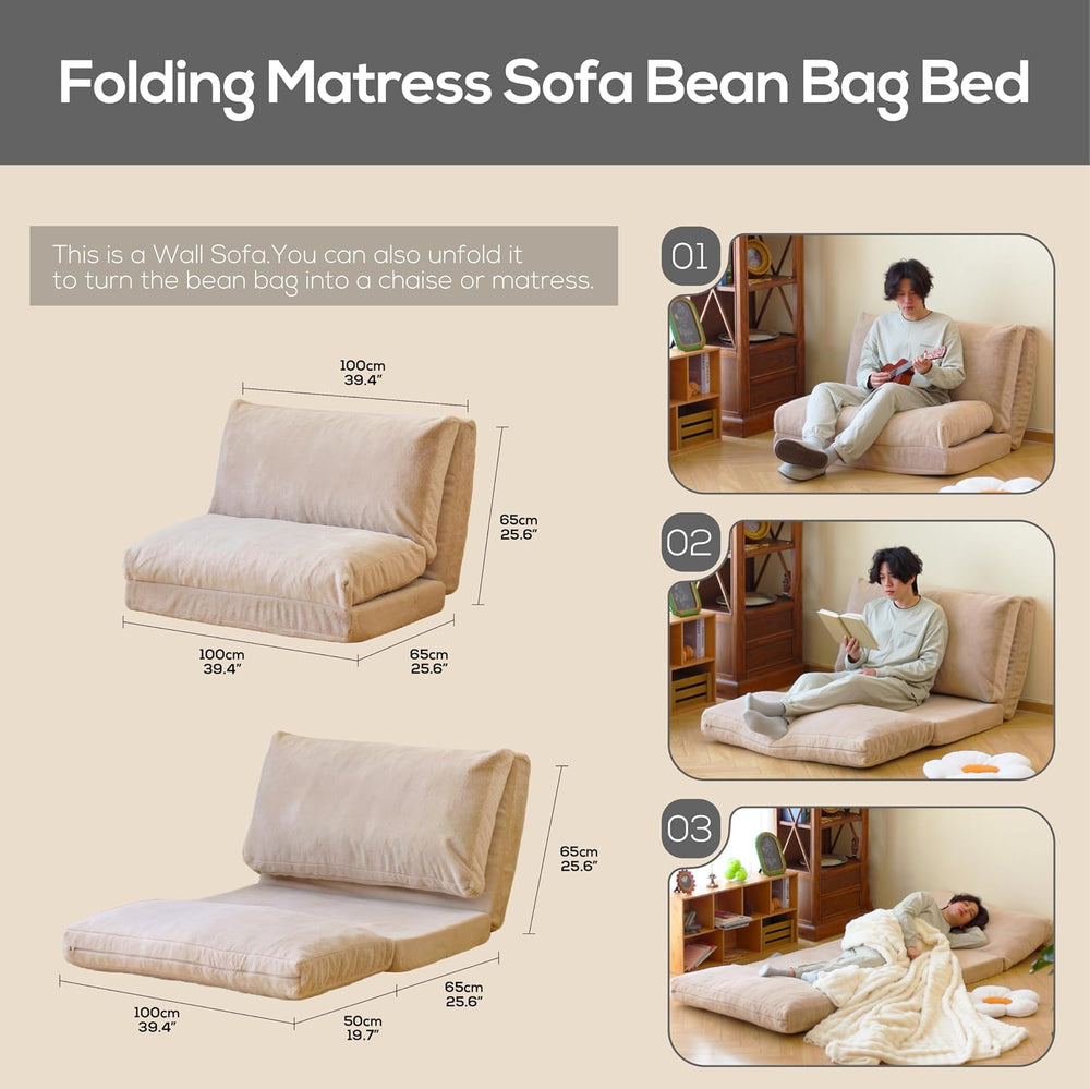 N&V Folding Matress Sofa Bean Bag Bed, Foam Filling Folding Matress Sofa,...