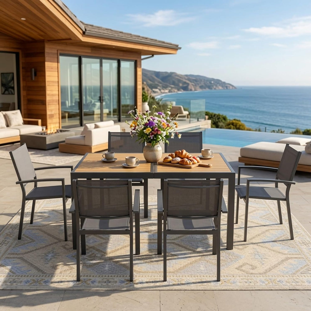Elountik Set of 6 Heavy Duty Outdoor Patio Chairs, All Weather Textilene Mesh...