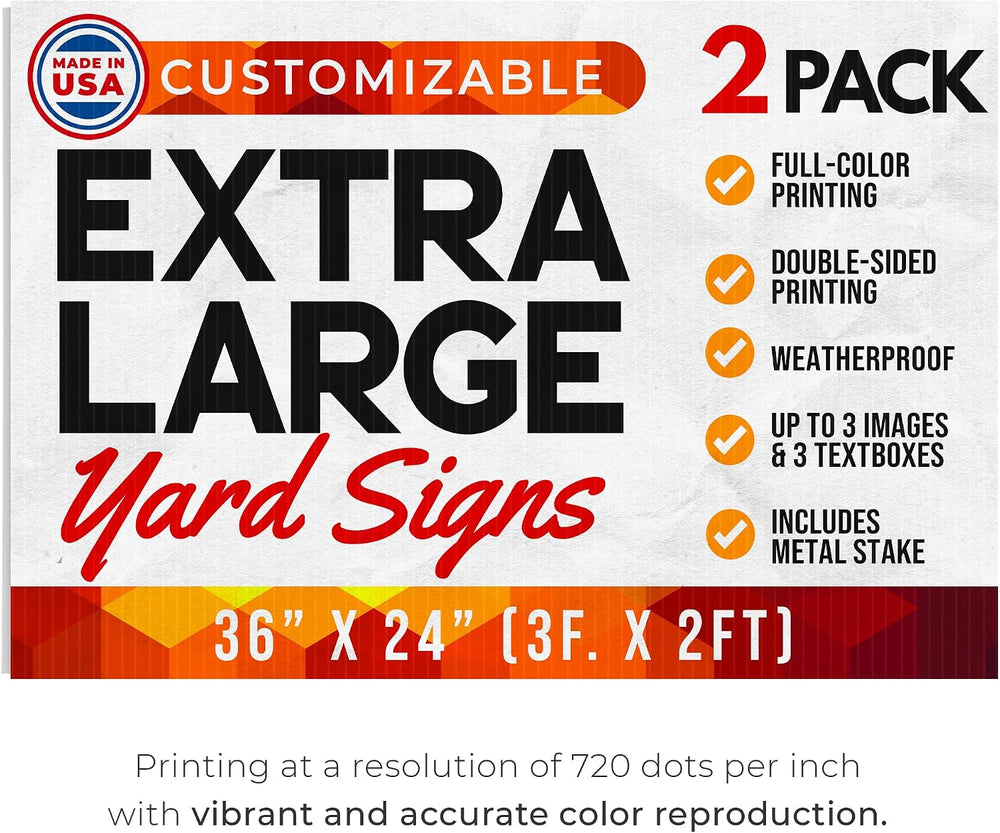 36"x24" Custom Yard Signs with Stakes Personalized Yard Signs with ...