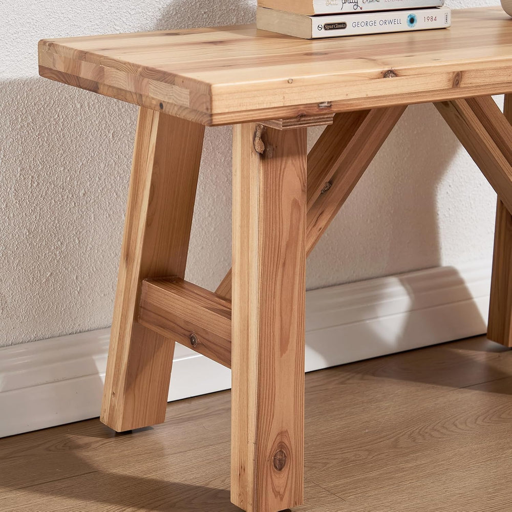 Solid Wood Entryway Bench, 30" Rustic Small Wooden Bench Narrow Farmhous...