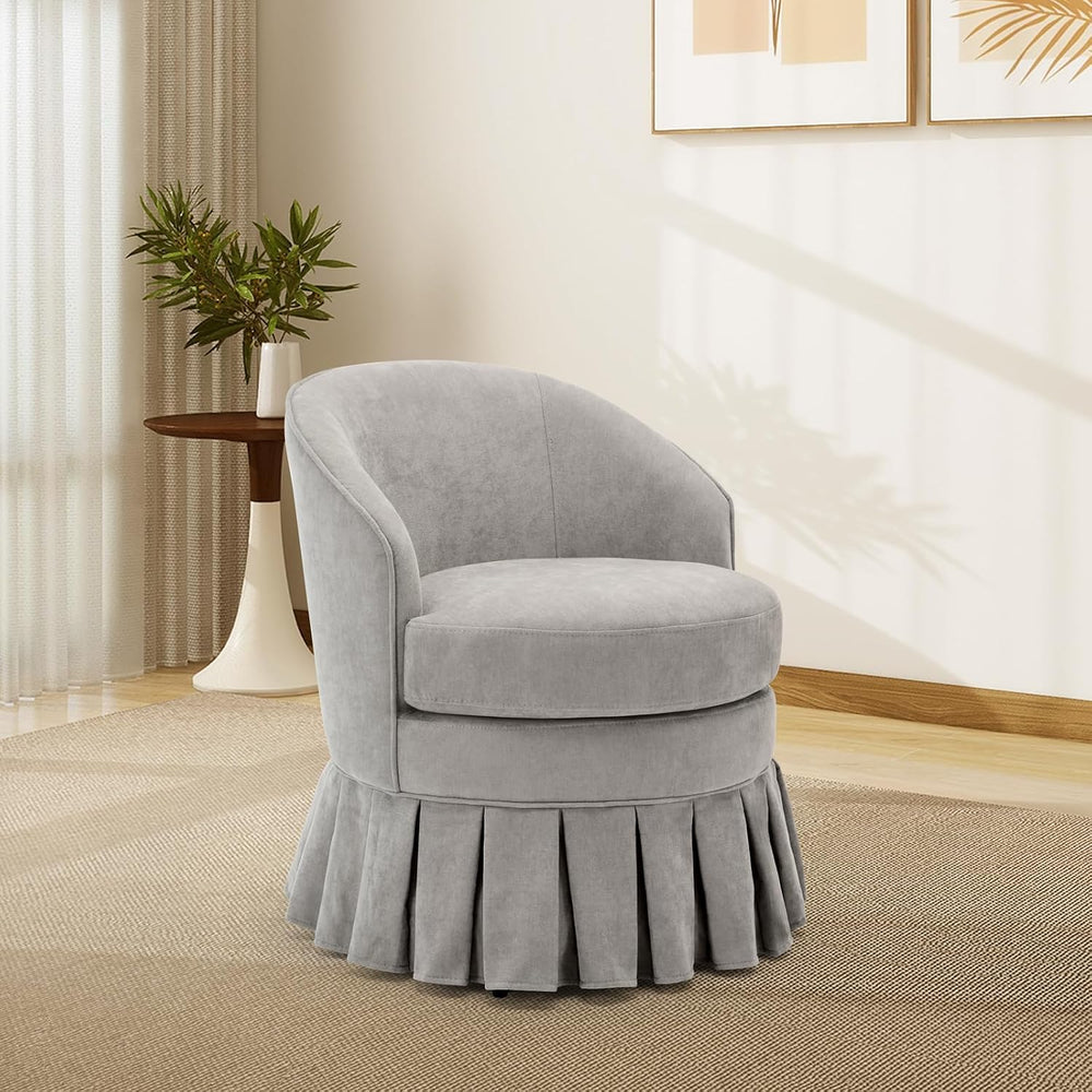 GarveeHome Vanity Stool, Upholstered Tall Back Arm Chair w/Side Pockets, Wood...