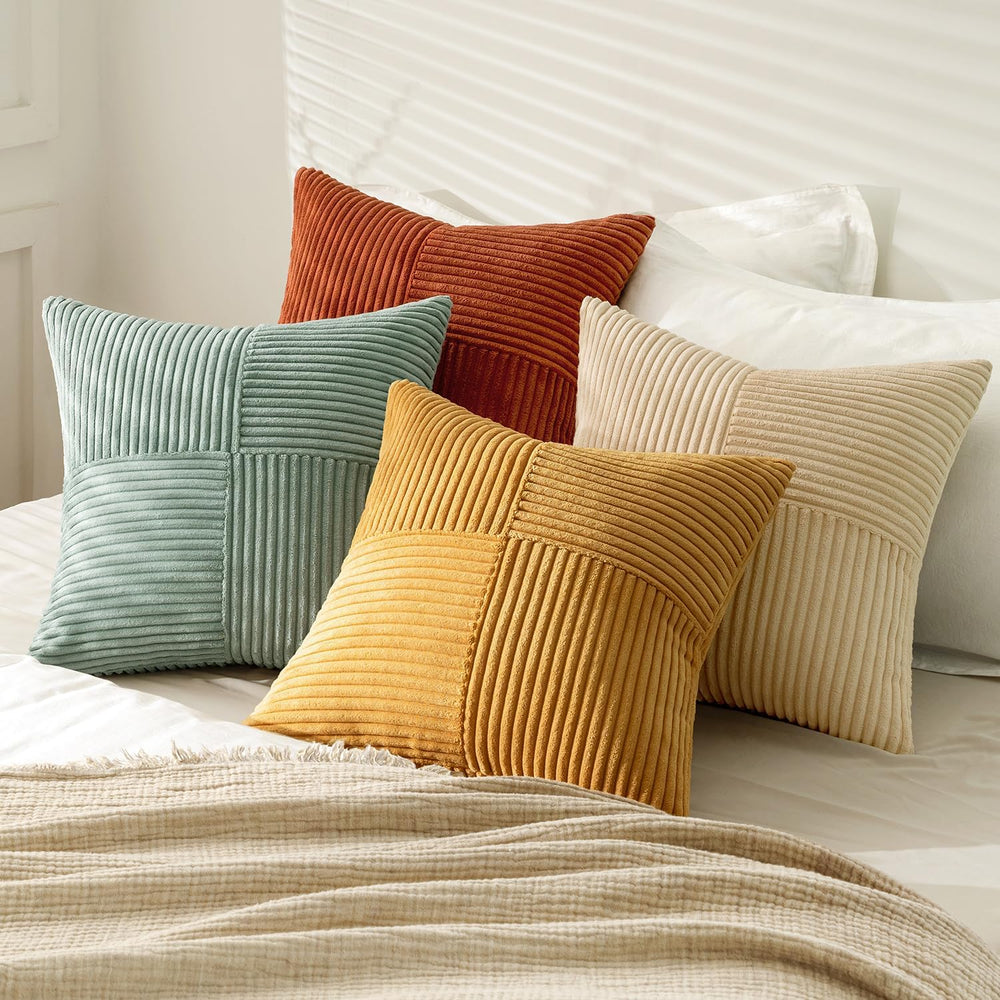 MIULEE Fall Teal-Orange Decorative Throw Pillow Covers 20x20 Inch Set of 4 Bo...