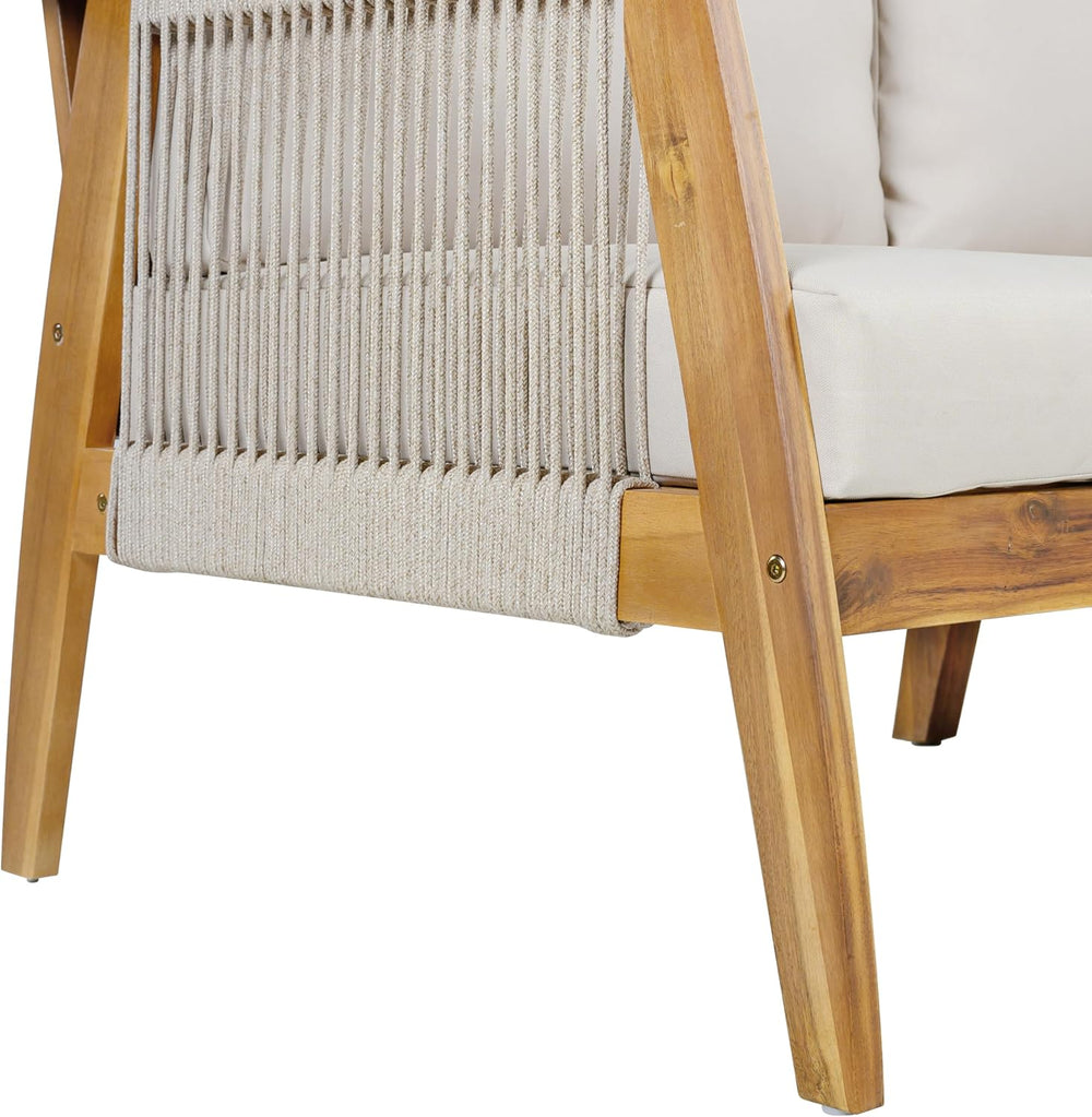 Christopher Knight Home Outdoor 3 Seater Patio Sofa with Acacia Wood Frame an...