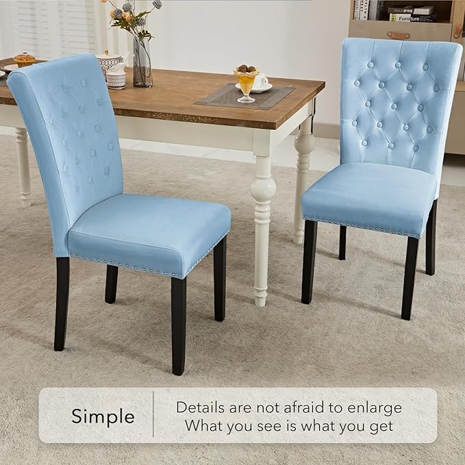 Velvet Dining Kitchen Chair Set of 4, Parsons Upholstered Dining Room Chair, ...