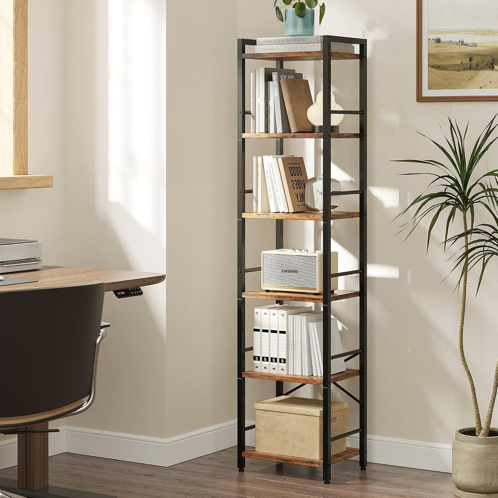 Bookshelf, 6-Tier Tall Bookcase for Small Space, Storage Shelves