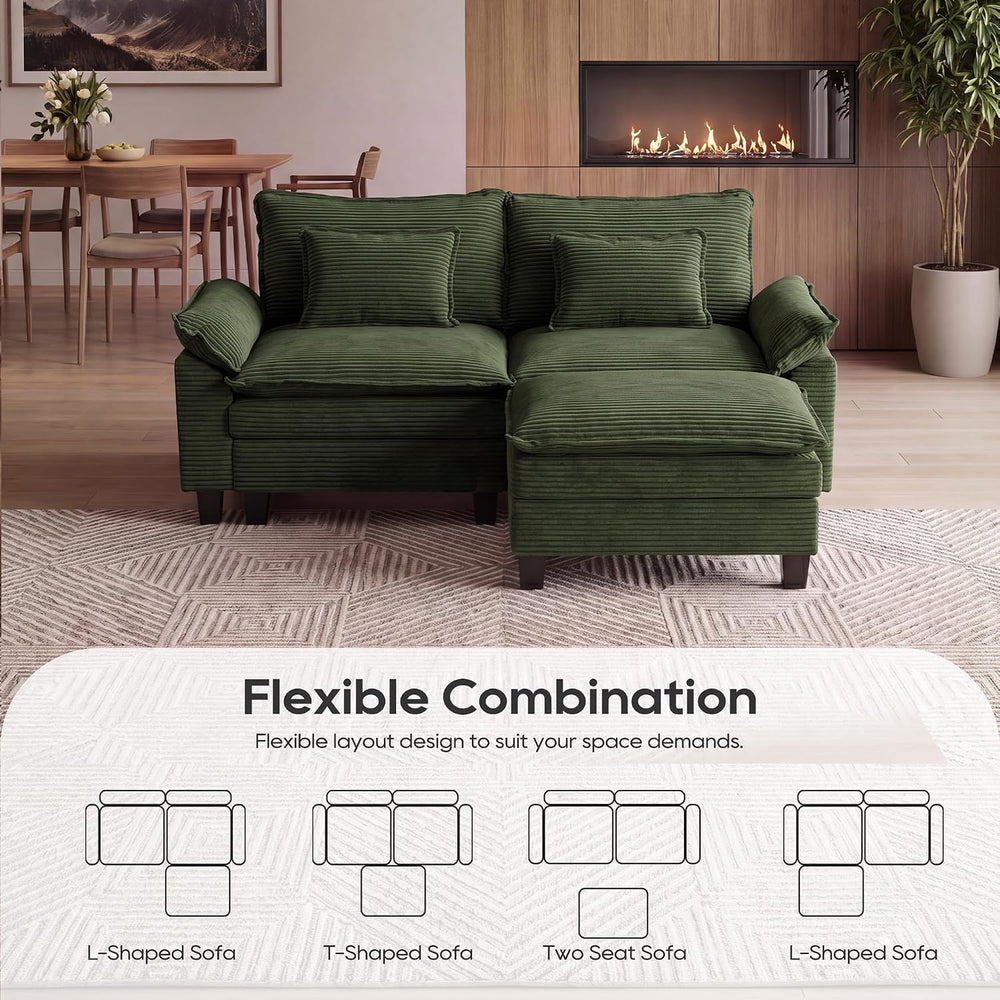 URRED Oversized Modular Sectional Sofa,Solid Green:87" L Shaped