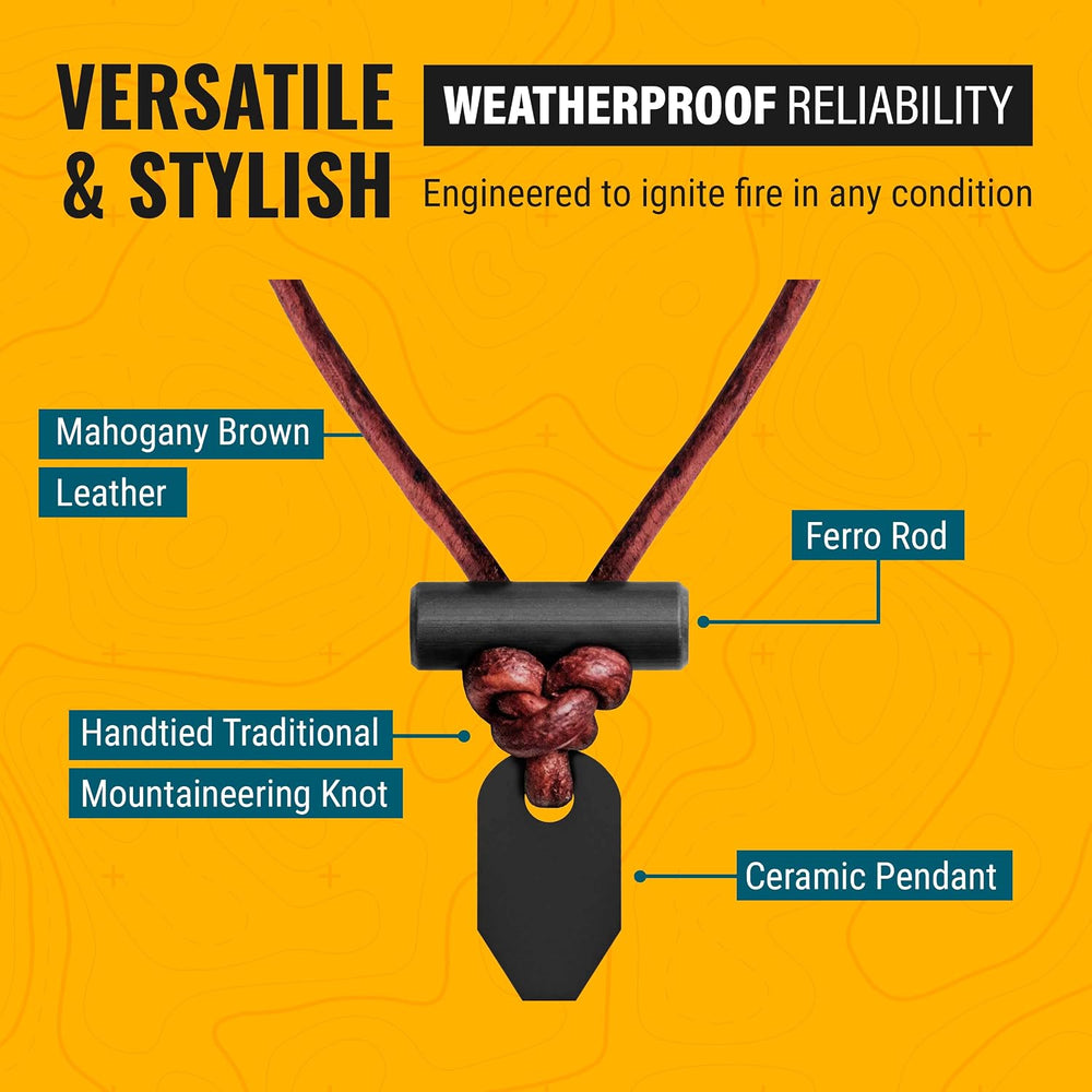 Wazoo Gear Bushcraft Necklace™ Wearable Ferro Rod Firestarter