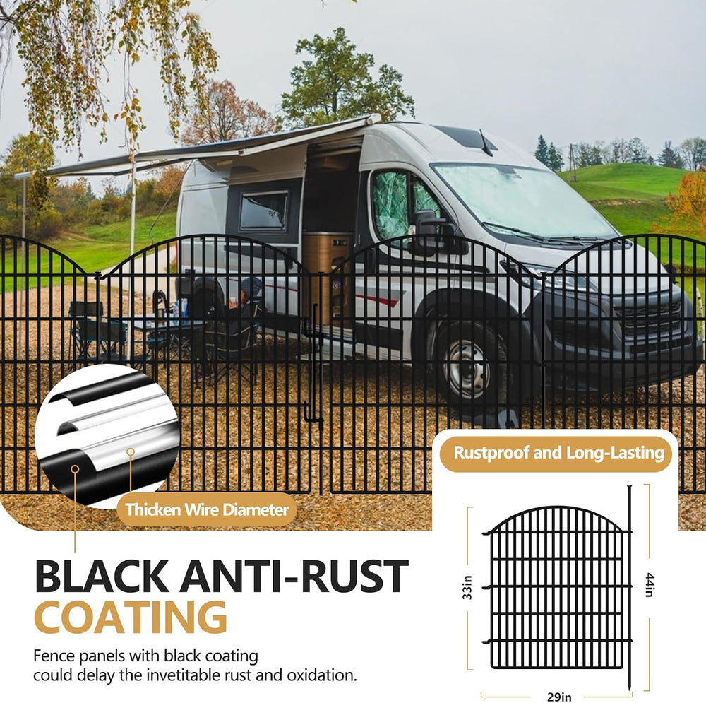 10 Panels Garden Fence Animal Barrier with Lock, 33in (H) x 24ft (L) Dog Fenc...