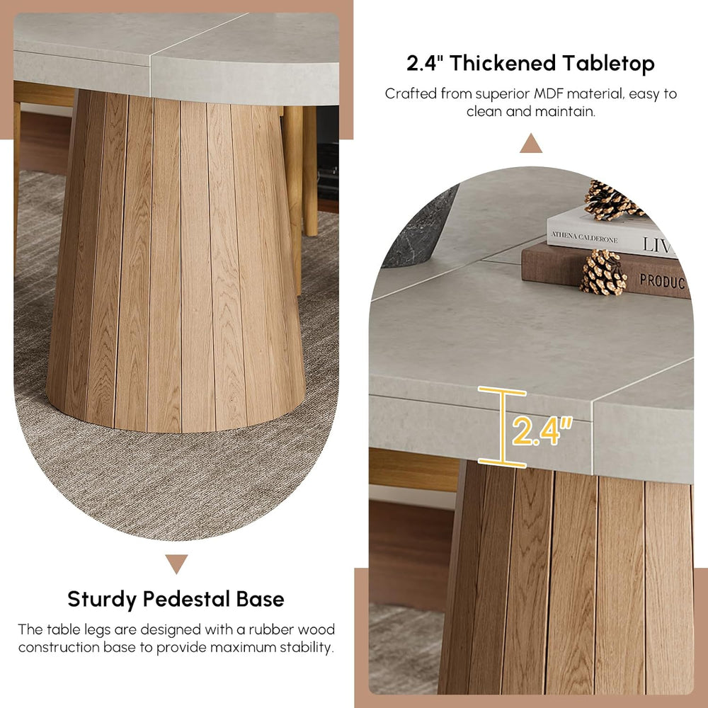 homary Extendable Dining Table for 6 Round to Oval 39"-55", Solid W...