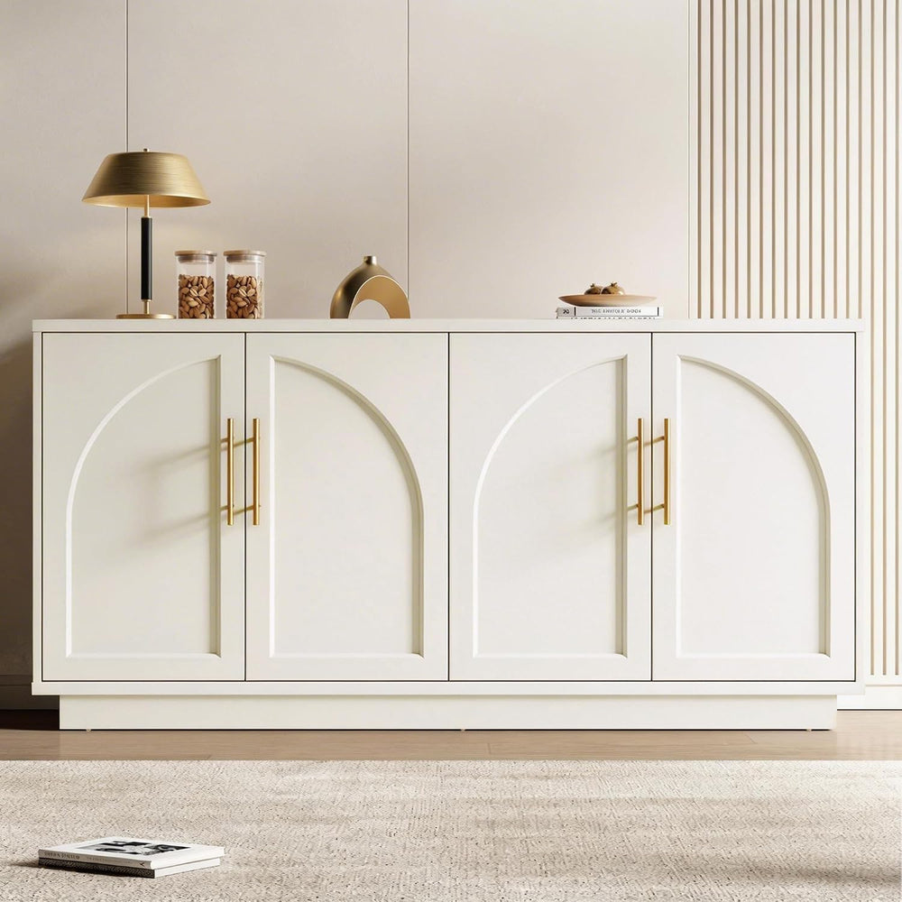 Fatmok Buffet Cabinet with Storage, 59'' Modern Arched Sideboard Cabi...