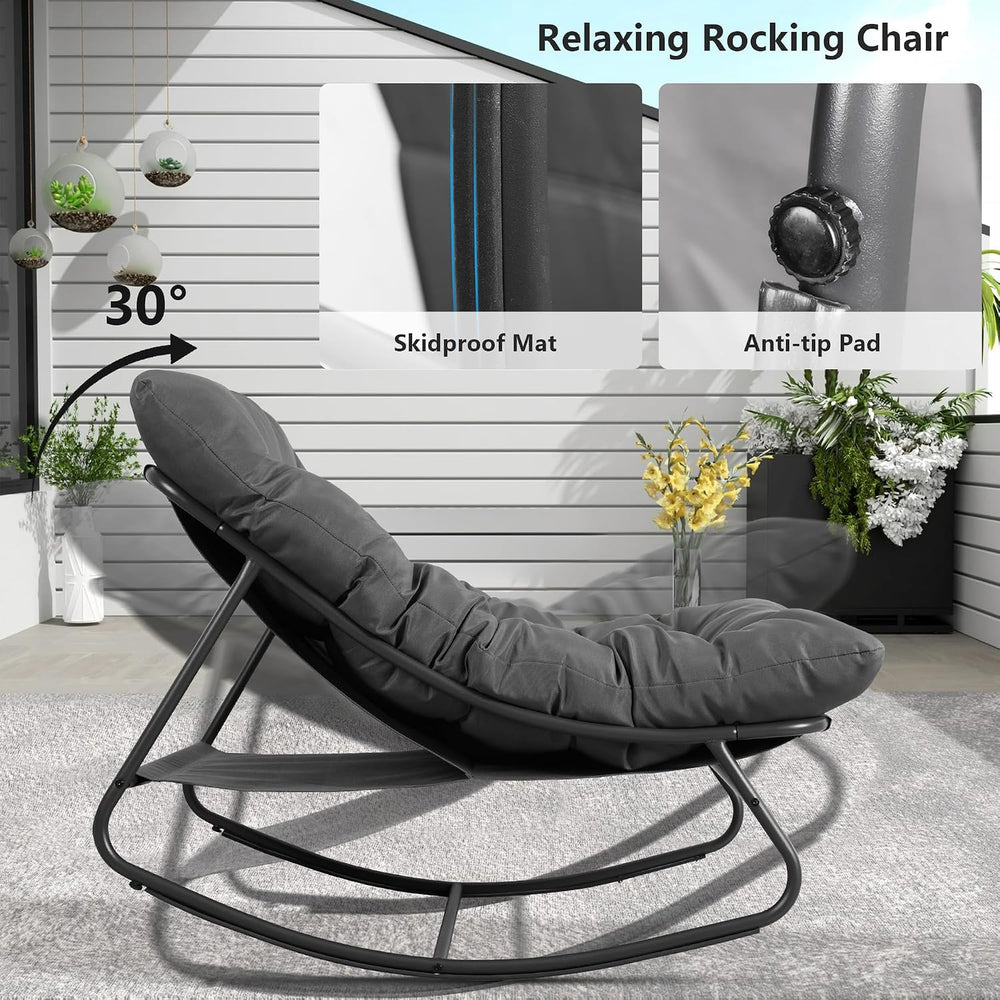 Outdoor & Indoor Oversized Rocking Chairs Set of 2 with Thick Cushions | ...