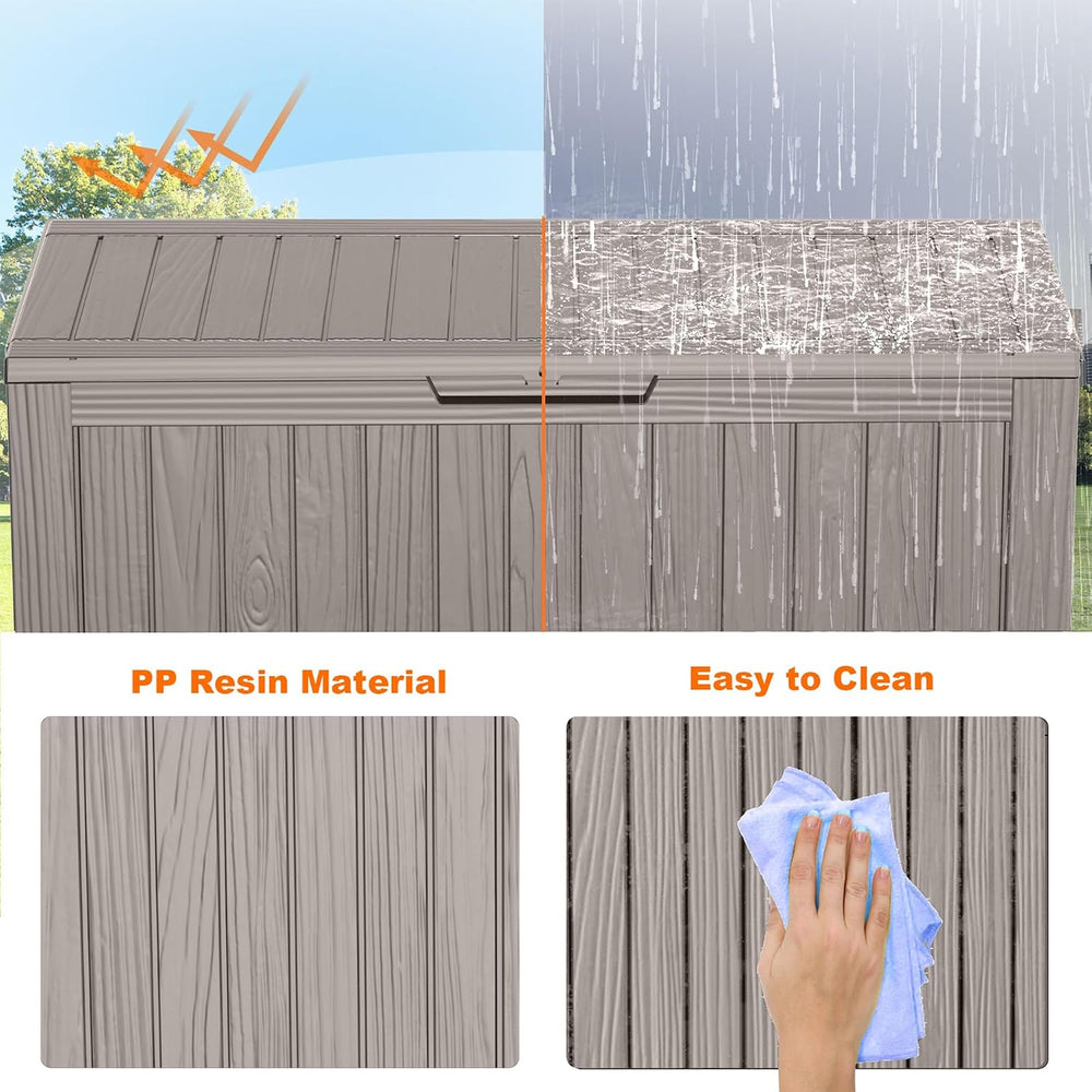 150 Gallon Lockable Resin Deck Box, Waterproof Outdoor Storage Container for ...