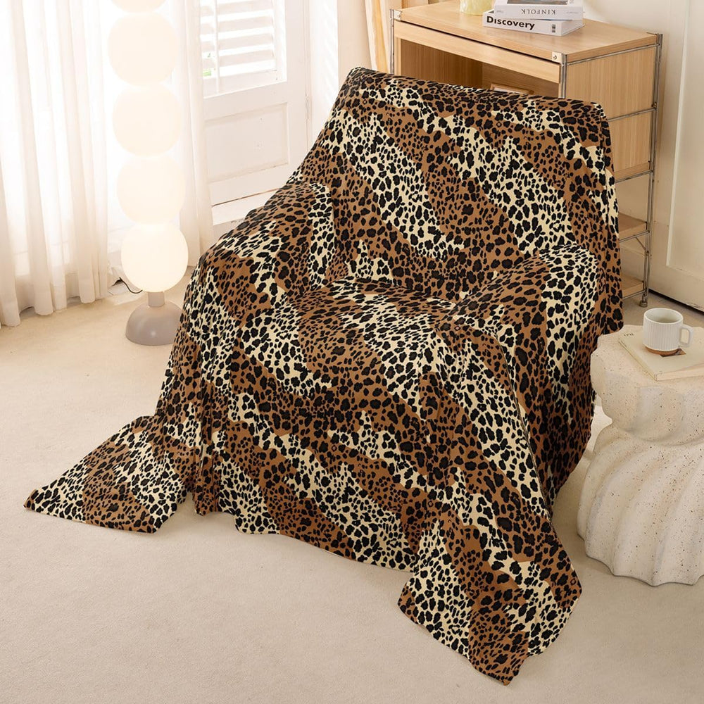Erosebridal Black Brown Leopard Print Couch Cover 71" x 91" Cheetah...