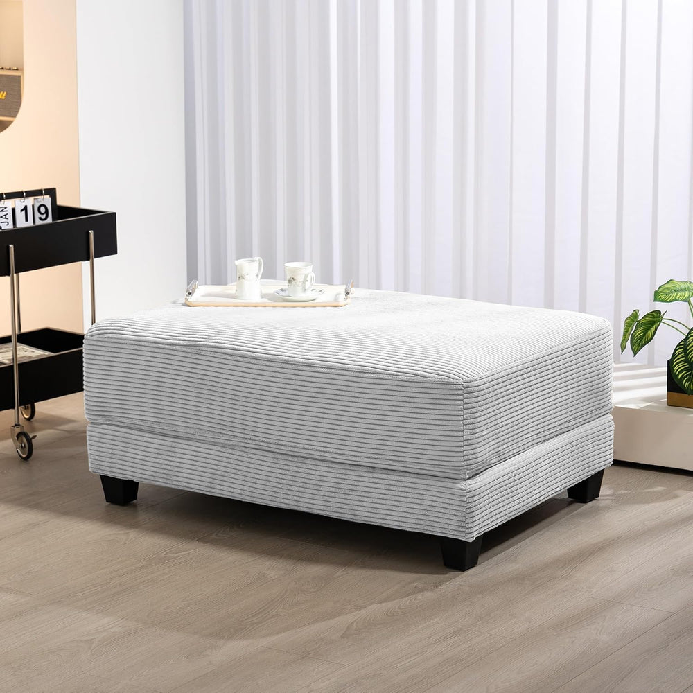 Corduroy Ottoman for Sectional Sofa, Modular Footrest with Wooden Legs, 43.7 ...