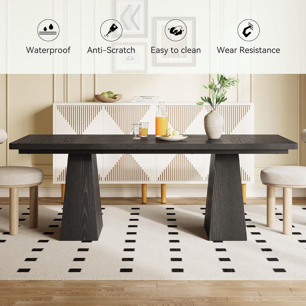 Rectangle Dining Table for 4-6 People,Wooden Table with Heavy Duty Legs