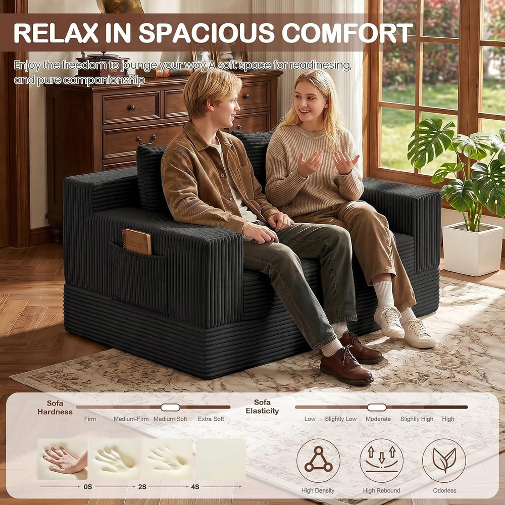 Loveseat Couch Folding Sofa Bed, Foldable Floor Futon Sleeper Couch Bed - Con...
