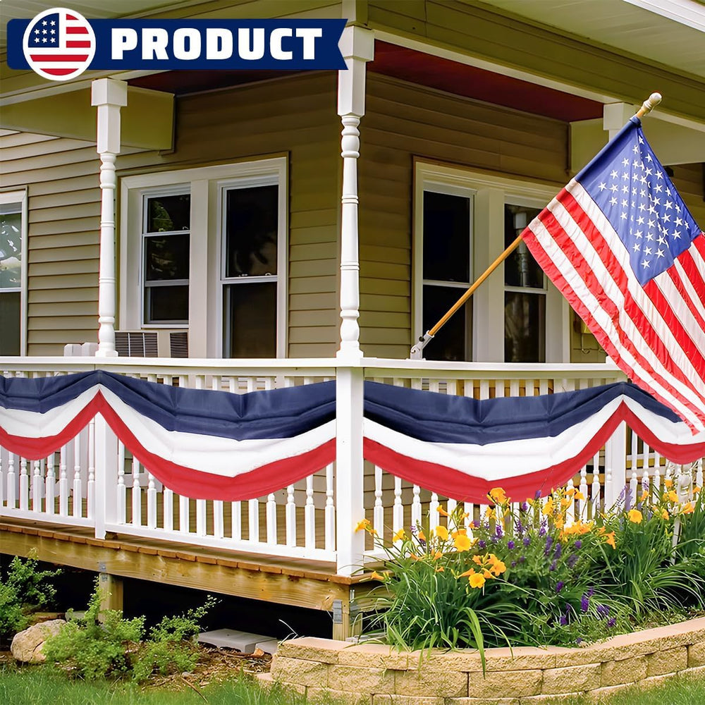 American Flag Bunting Banner 2x20 Ft Patriotic Decorations – Red White Blue S...