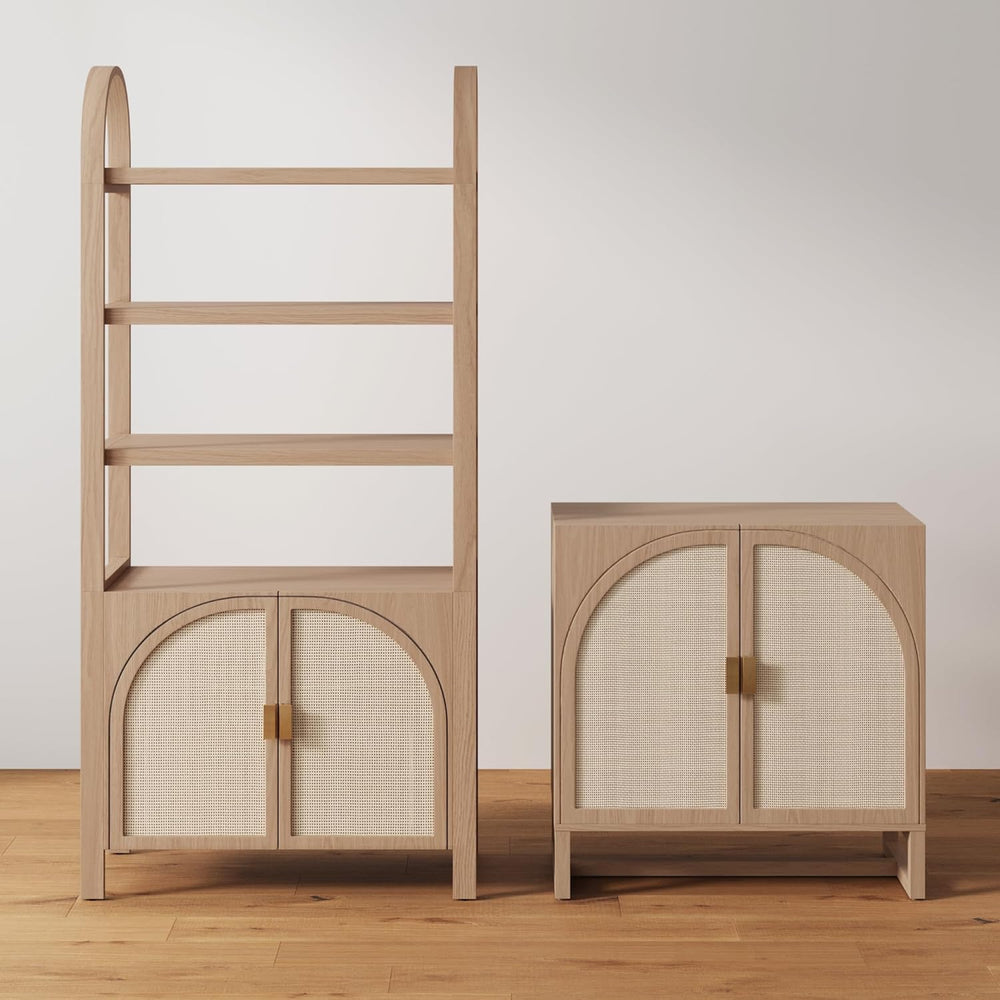 Nathan James Paxton Mid-Century Modern Wood Storage Cabinet with Doors, Arche...