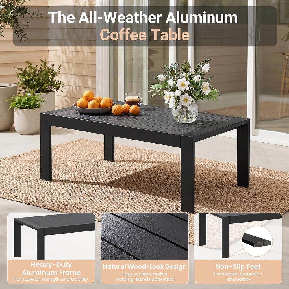 Solaste Aluminum Patio Sofa with Coffee Table,2 PCS Patio Furniture Set with ...