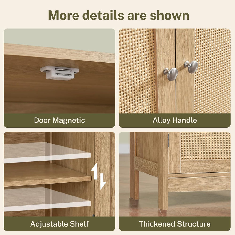 Iwell Storage Cabinet, Rattan Cabinet with Adjustable Shelf, for Living Room,...