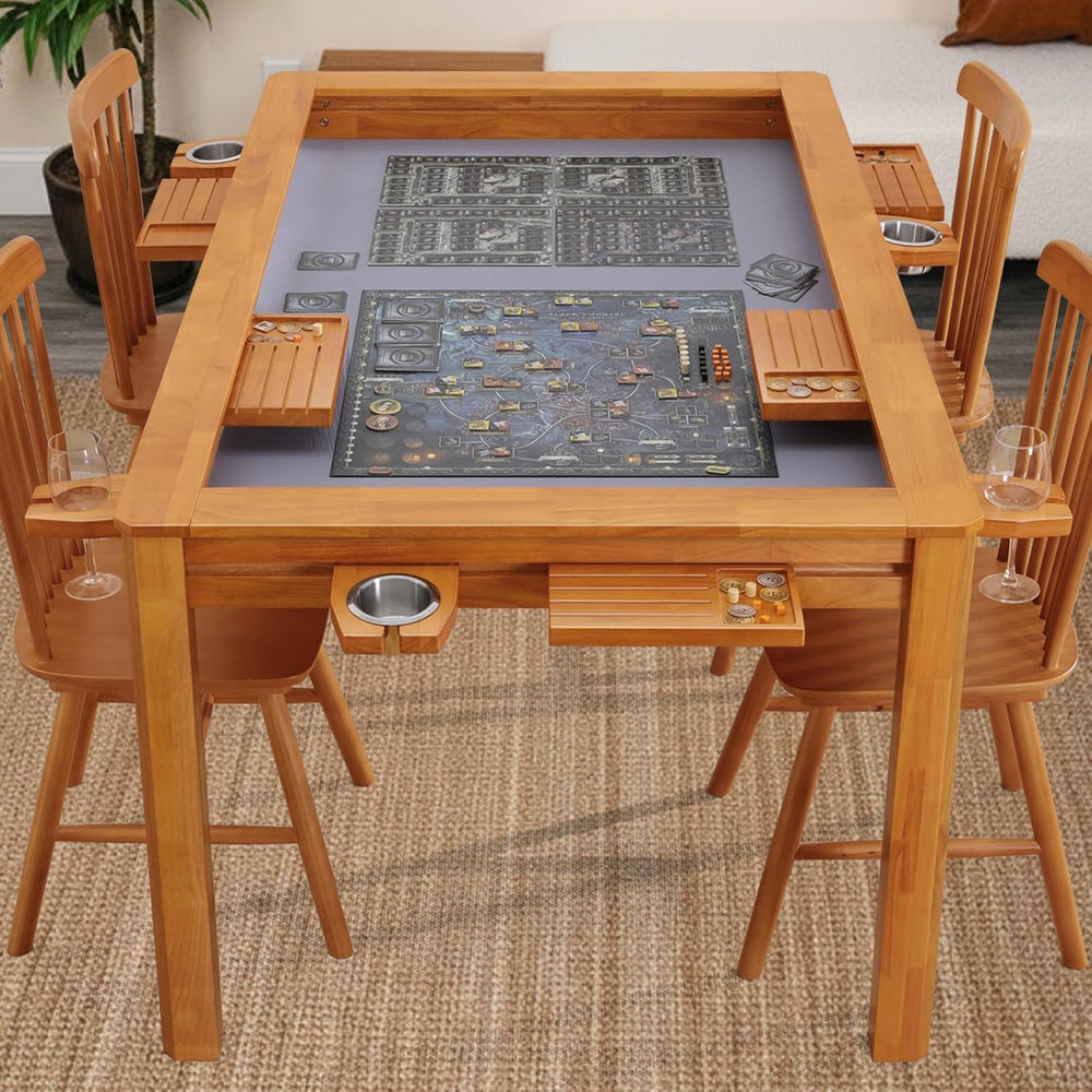 63" Solid Wood Board Game Table for Gaming/Dining, Removable Top | Gamin...