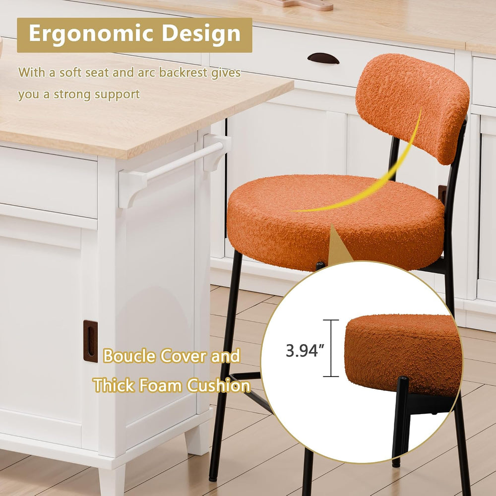 DYHOME Bar Stools Set of 2,Orange 28 Inches Counter Height Bar Stools, Modern...