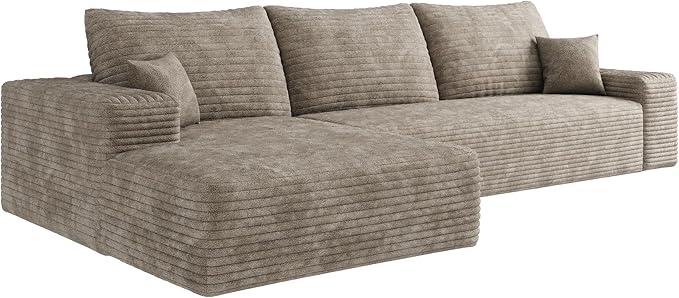 Eafurn Oversized L-Shaped Modular Sectional Sofa with Chaise, Fluffy Corduroy...