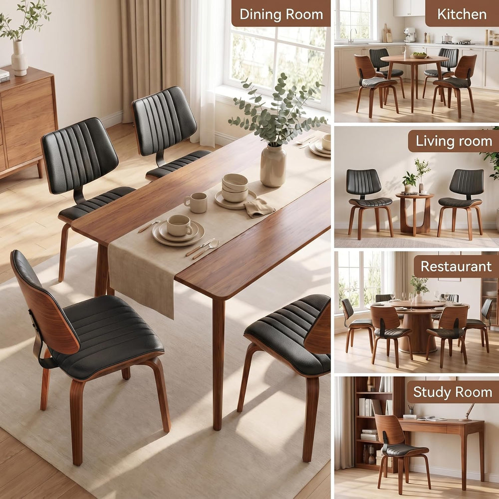 Mid Century Modern Dining Chairs Set of 4, Farmhouse Faux Leather Upholstered...