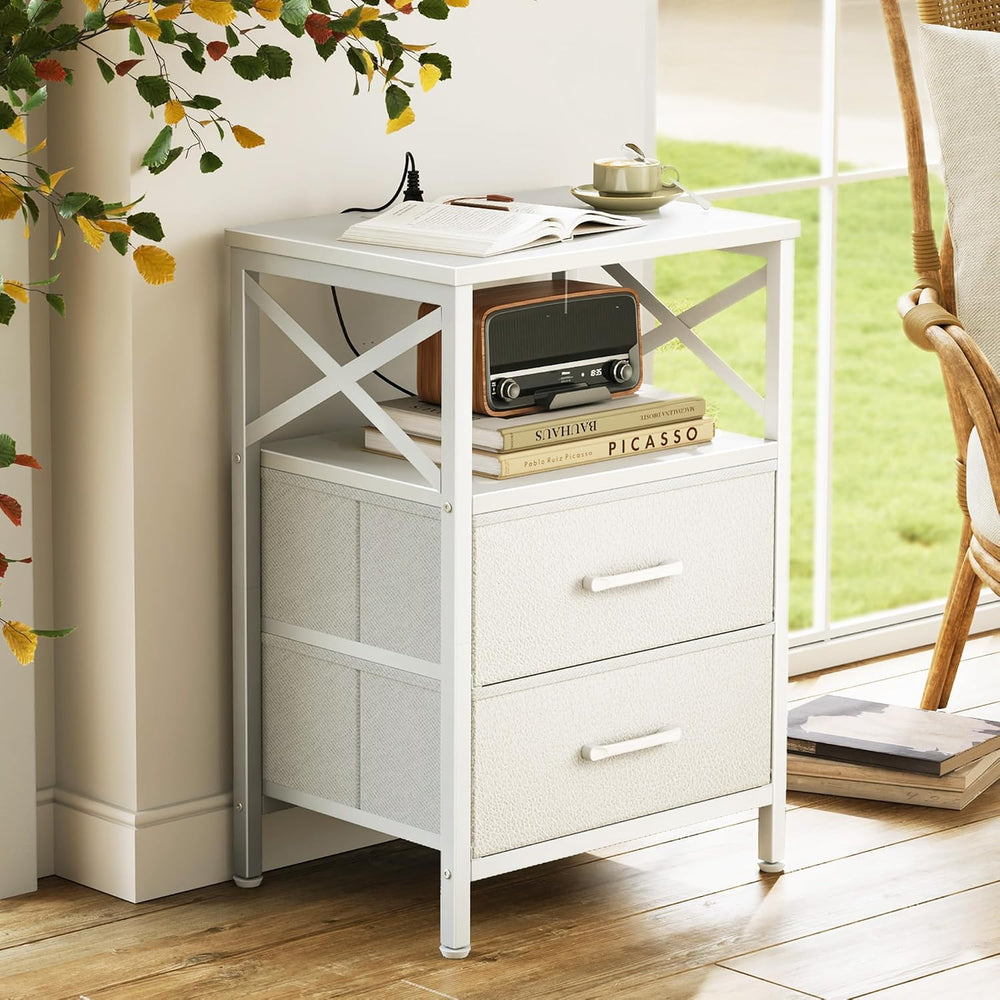Huuger Night Stand with Charger Station, USB-C Port, End Table