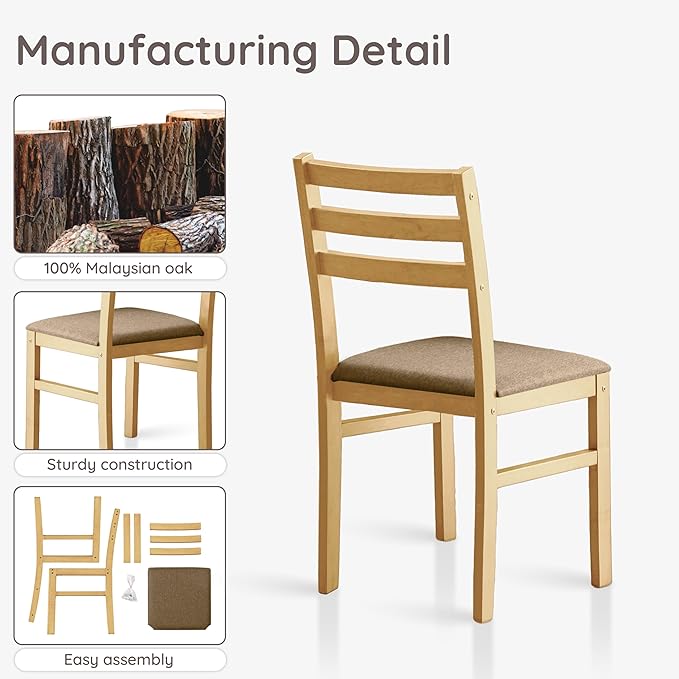 Livinia Seattle Modern Farmhouse Kitchen Dining Room Chair Set of 2, Solid Wo...